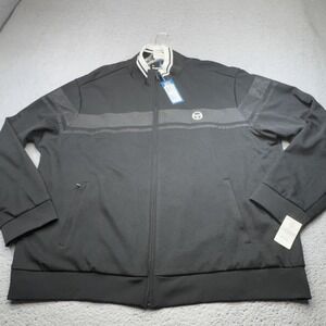Sergio Tacchini Jacket Mens 4XL Black Line Track Full Zip Athletic Top Warm Up